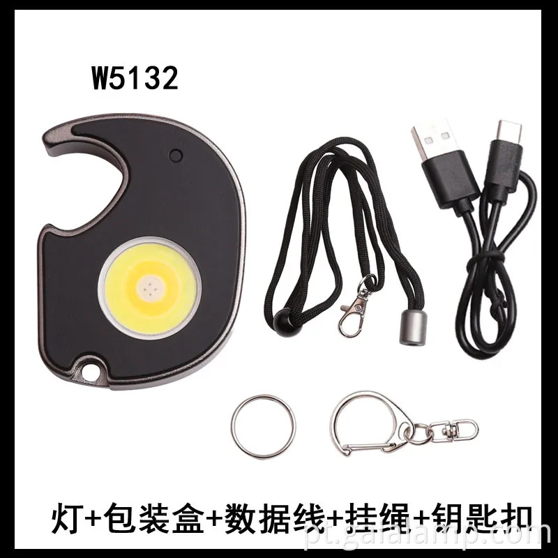 Chave de iluminação portátil multifuncional com luz de acampamento recarregável